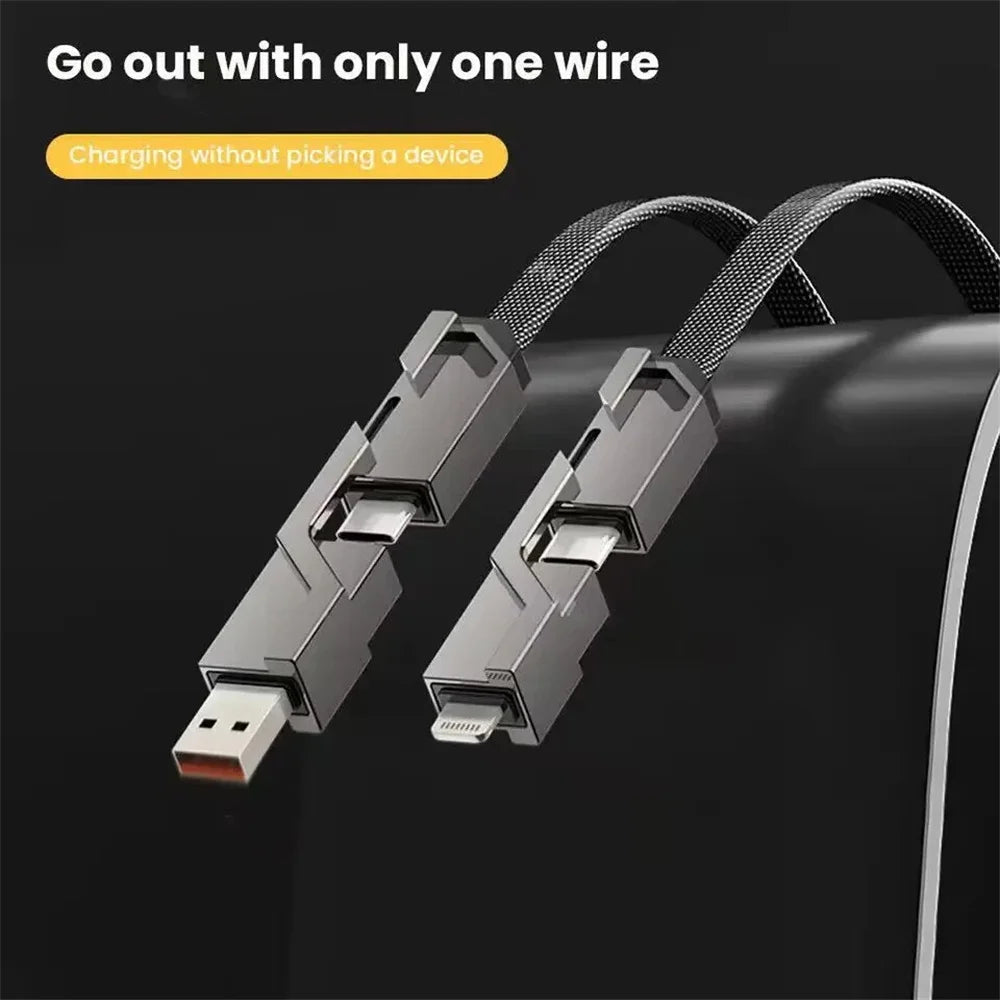 4-in-1 Turbo Charging Cable (2x USB-C , 1x Lightning, 1x USB-A)